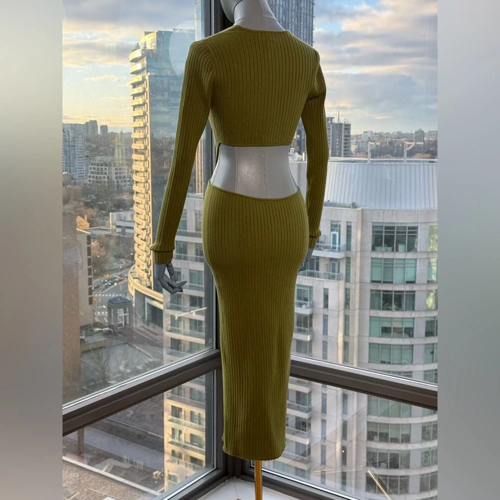 🆕 CAMILA COELHO 🧿 NWOT Rosabella Knit Midi Dress, Olive - Sz S